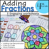 Adding Fractions with Like Denominators Worksheets