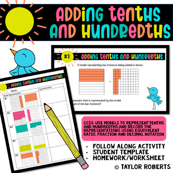 Preview of Adding Fractions with Tenths and Hundredths - Digital & Printable