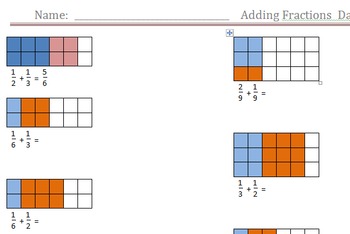 Preview of Adding Fractions with Unlike Denominators
