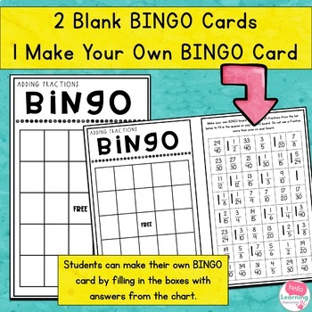 Adding Fractions with Unlike Denominators BINGO Game by Hello Learning