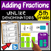 Adding Fractions with Unlike Denominators: BOOM CARDS + Re