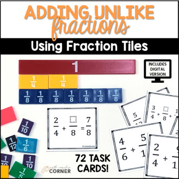 Preview of Adding Fractions with Unlike Denominators | Math Puzzle Task Cards