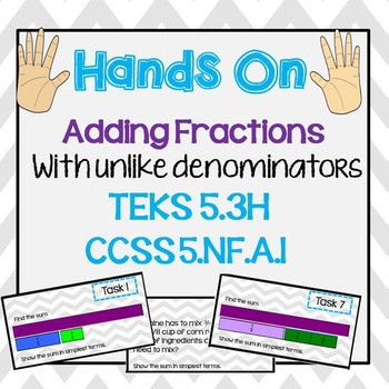 Preview of Adding Fractions with Unlike Denominators Power Point and Task Cards