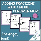 Adding Fractions with Unlike Denominators Scavenger Hunt Activity