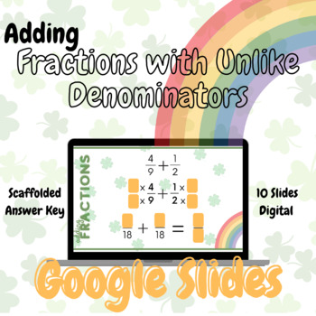 Preview of Adding Fractions with Unlike Denominators | St. Patrick's Day | Scaffolded