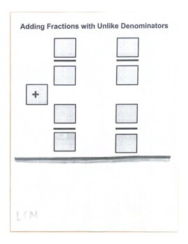 Preview of Adding Fractions with Unlike Denominators - Template