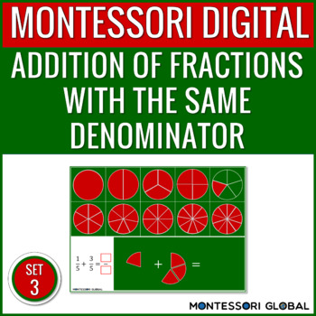 Preview of Adding Fractions with a Common Denominator | Set 3