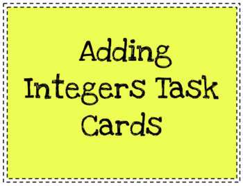 Preview of Adding Integer Task Cards