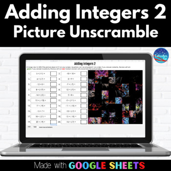 Preview of Adding Integers #2 Digital Picture Unscramble using Google Sheets