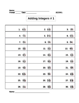 Preview of Adding Integers (4 different Worksheets ANSWERS INCLUDED)