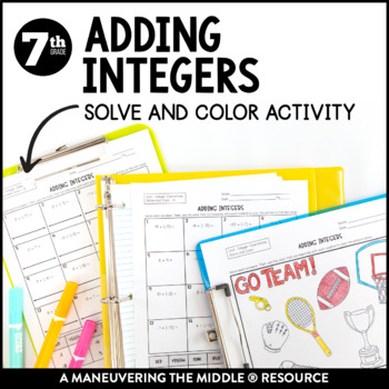 Preview of Adding Integers Activity | Adding Positive & Negative Numbers Activity