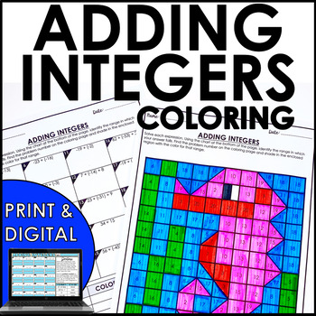 Preview of Adding Integers Activity Coloring Adding Integers Worksheet