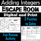 Adding Integers Activity: Escape Room Math Breakout Game