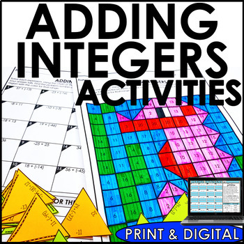 Preview of Adding Integers Activity and Worksheet Bundle