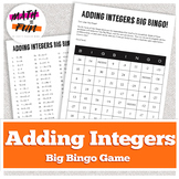 Adding Integers Practice | "Big Bingo" Review Game for 6th