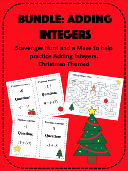 Preview of Adding Integers Bundle - Christmas Themed