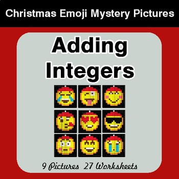 Adding Integers - Christmas EMOJI Color-By-Number Math Mystery Pictures