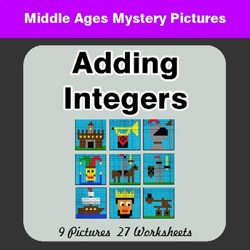 Adding Integers - Color-By-Number Math Mystery Pictures - Pirates Theme