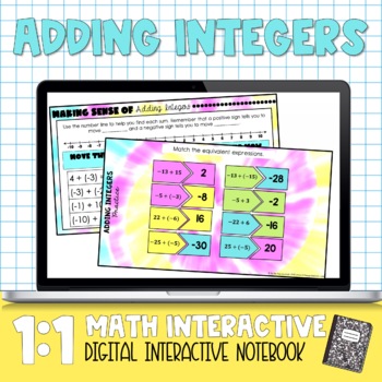 Preview of Adding Integers Digital Interactive Notebook