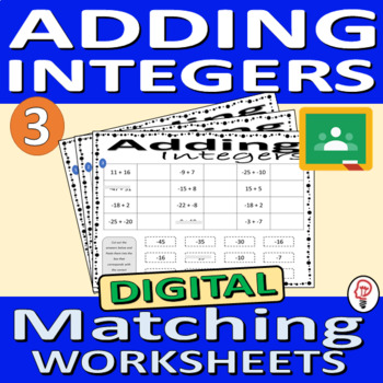 Preview of Adding Integers - Digital Matching Activity (Drag and Drop)