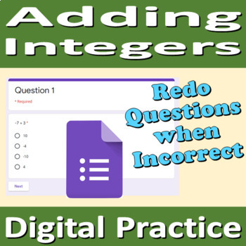 Preview of Adding Integers - Digital Practice