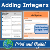 Adding Integers - Digital and Print - Google Forms