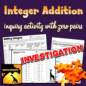 Preview of Adding Integers Inquiry Activity - Hands On with Zero Pairs & Negative Numbers