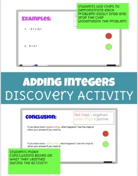 Preview of Adding Integers DISCOVERY ACTIVITY