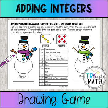 Preview of Adding Integers Game - Build a Snowperson