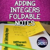 Adding and Subtracting Integers Foldable Notes for Interac