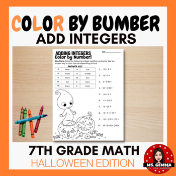 Preview of Adding Integers : Halloween Coloring Activity