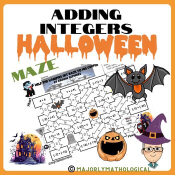 Preview of Adding Integers Halloween Maze - Vampire Theme