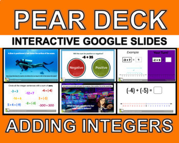 Preview of Adding Integers - Interactive Lesson (Pear Deck)