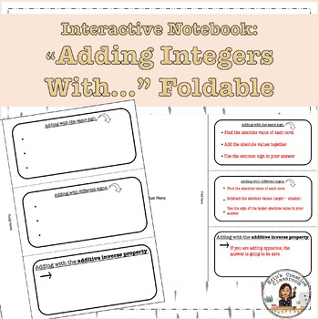 Preview of Adding Integers Interactive Notebook Foldable