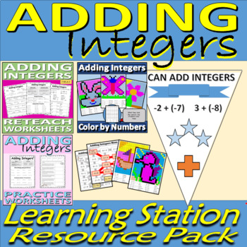 Preview of Adding Integers LEARNING STATION - Resource Pack BUNDLE