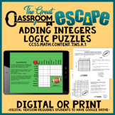 Adding Integers Logic Puzzles Print & Digital Versions 7th