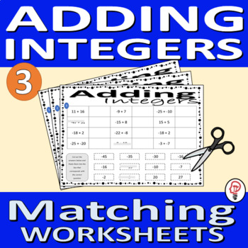 Preview of Adding Integers - Matching Activity (cut and paste)