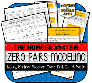 Preview of Adding Integers: Modeling with Zero Pairs ACTIVITIES (Printable & Google Apps)