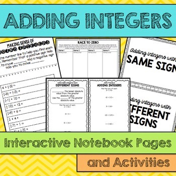 Preview of Adding Integers Interactive Notebook