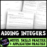 Adding Integers - Notes, Practice, and Application Pack
