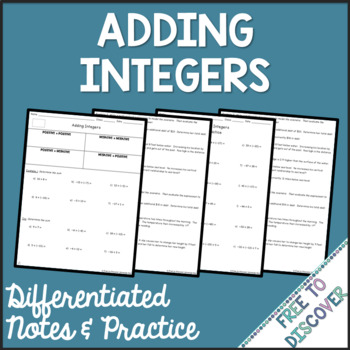 Preview of Adding Integers Notes and Practice