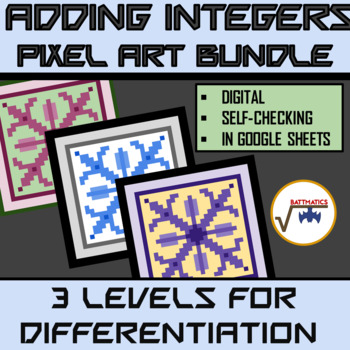 Preview of Adding Integers PIXEL ART BUNDLE | DIGITAL | DISTANCE LEARNING | DIFFERENTIATION