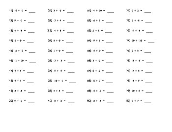 Adding Integers Practice Worksheet by Rumans Creations | TpT