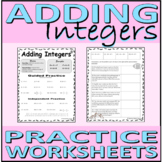 Adding Integers - Practice Worksheets