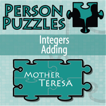 Preview of Adding Integers - Printable & Digital Activity - Mother Teresa Person Puzzle