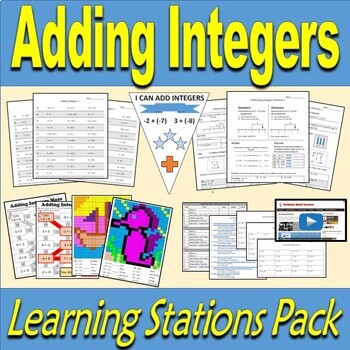 Preview of Adding Integers Learning Station - Resource Pack