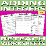 Adding Integers - Reteach Worksheets (3)