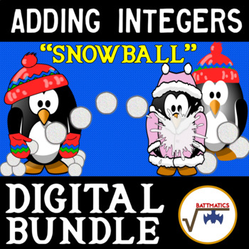 Preview of Adding Integers SNOWBALL DIGITAL PRACTICE BUNDLE in GOOGLE SHEETS