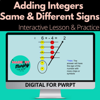 Preview of Adding Integers - Same and Different Signs Lesson & Practice