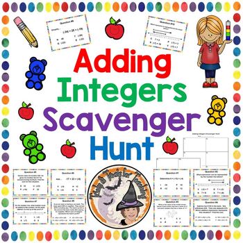 Preview of Adding Integers Scavenger Hunt with Answer KEY
